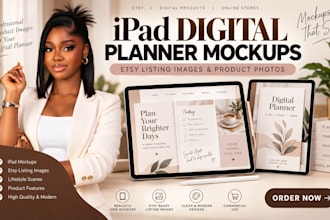 create ipad digital planner mockups, etsy planner mockups, product images