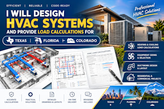 design hvac systems and provide load calculation  for texas florida colorado