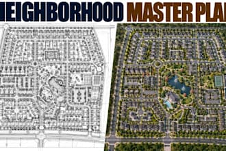 design neighborhood master plan residential site layout 3d