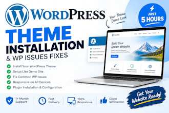 install any wordpress theme and fix wp issues