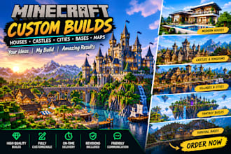 build custom minecraft builds, houses, castles, cities, maps and bases