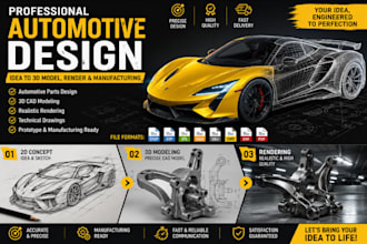 design automotive parts, vehicle components design and 3d cad models design