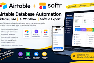 build airtable database automation airtable CRM ai workflow softr io expert