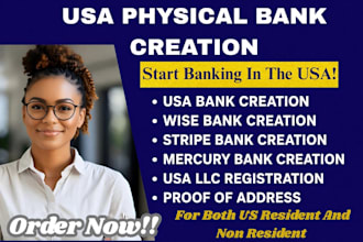 do USA bank creation, mercury wise stripe for llc USA proof of address