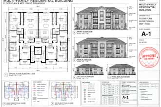 design multifamily apartment floor plans, mep and hvac drawing