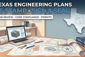 review texas engineering plans with calculations reports and sign seal