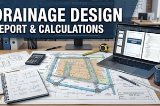 create a drainage design report and engineering calculations