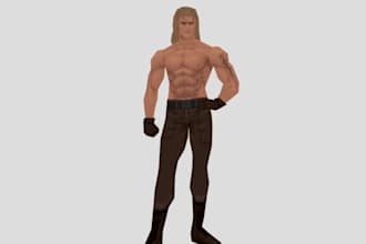 make 3d animation character, lowpoly model, psx model, ps1 nintendo, ps2 retro