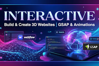 build and create a 3d website with threejs, gsap webgl, 3d animation and webflow