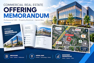 design a commercial real estate offering memorandum with aerial map