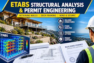 etabs structural analysis and stamped engineering letter for permit plans for ca