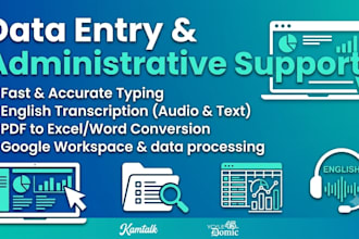 do accurate data entry, typing, and english audio transcription