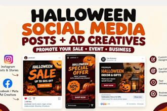 create promotional halloween social media posts ad creatives graphics design