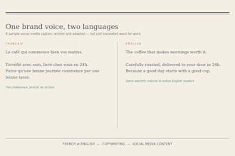 write high quality content and copywriting in french and english