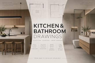 create kitchen and bathroom floor plans elevations and cabinet drawings