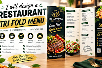 design a modern restaurant menu, food menu