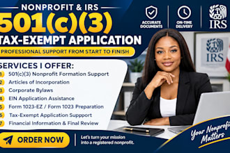 start your 501c3 nonprofit, prepare irs tax exempt registration and form 1023