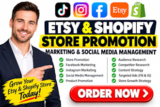 etsy shopify store promotion marketing boost etsy shopify sales fb ig management