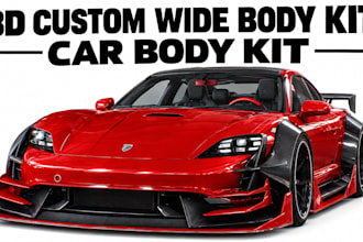 do 3d car body kit, 3d car parts, custom widebody kit, bumper fender, spoiler