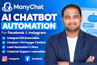 setup manychat ai chatbot automation for social media facebook instagram chatbot