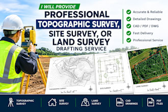 professional topographic survey, site survey, or land survey drafting service