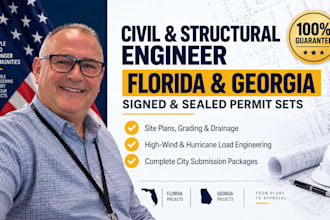 be your civil engineer for florida and georgia permit sets with sign and seal