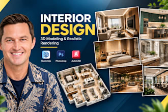 do interior design, 3d modeling and realistic architectural rendering