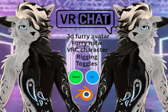 custom 3d furry avatar vrchat avatar fursona pc quest face tracking fbt rigging