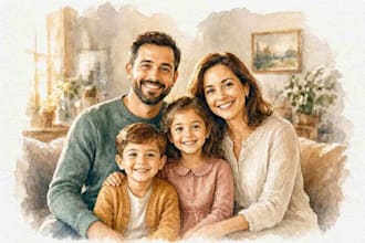 custom watercolor family portrait