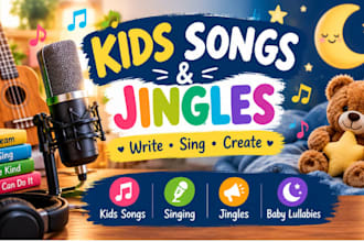 write, sing childrens song, kid song, jingle, baby sleep music videos