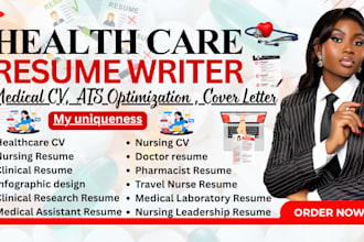 do ats optimized  doctor and medical resume, nursing CV, healthcare cover letter
