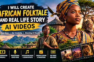 create african folktale and real life story ai videos