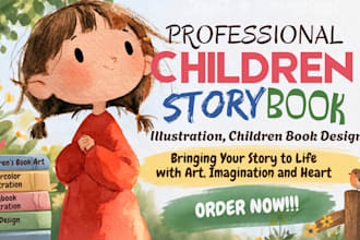 create a whimsical children story book illustration, children book design