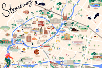 design a custom map, city illustration, and vector site plan