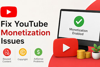 fix youtube monetization issue, re use content, adscese issue, demonetization