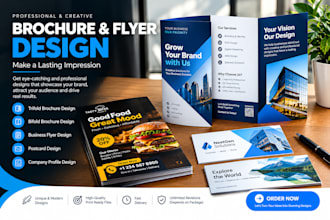 design trifold bifold brochure business flyer postcard design company profile