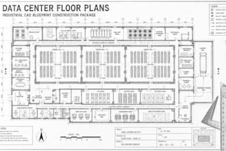 design data center floor plans industrial cad blueprint construction package