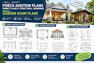 draft porch addition permit plans structural drawings and garden room plans