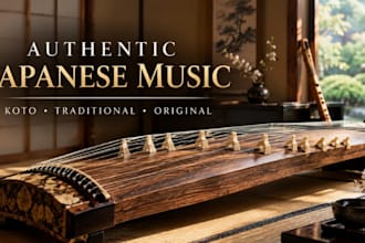 compose authentic japanese traditional instrumental inspiration music with koto