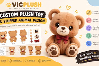 design a custom plush toy stuffed animal and plushie character