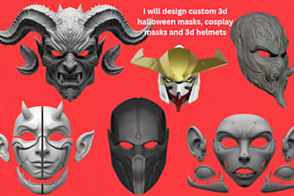 design custom 3d halloween masks, cosplay masks and 3d helmets