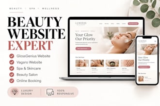 design glossgenius or vagaro booking website for spa skincare beauty and salon