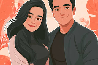couple portrait wedding portrait illustration