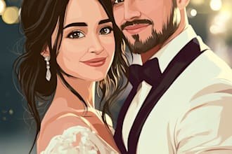 draw couple portrait illustration from photo