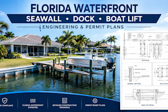 design florida seawall, dock, boat lift permit plans