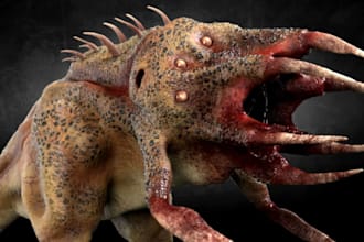 sculpt 3d aaa models, dragon, 3d danosours, alien, 3d monster creatures for game
