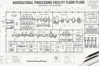design agricultural processing facility floor plans industrial cad blueprint