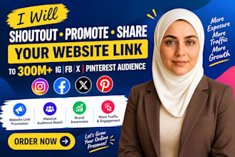 shoutout promote share website link to 300m ig fb x twitter pinterst audience