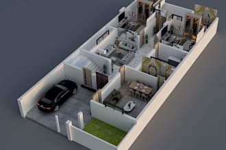 create isometric 3d floor plan for real estate and air bnb