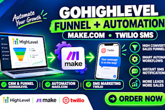 build gohighlevel sales funnel automation with make and twilio SMS